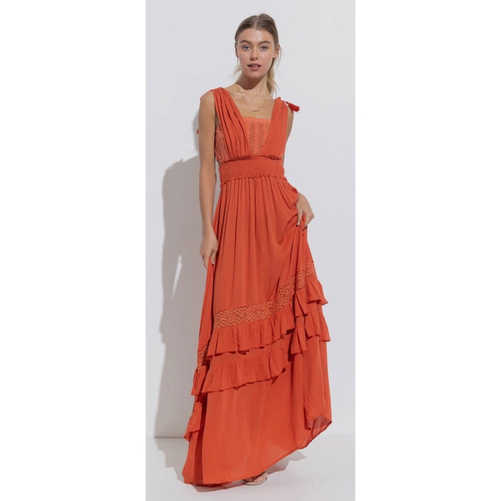 Elegant Orange Maxi Dress